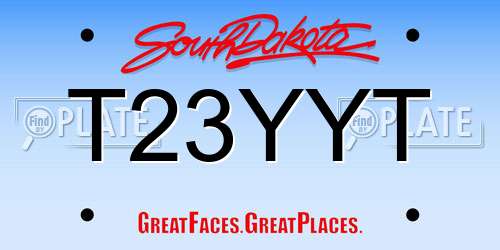 T23YYT South Dakota License Plate