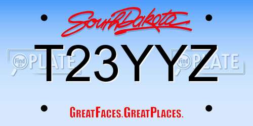 T23YYZ South Dakota License Plate