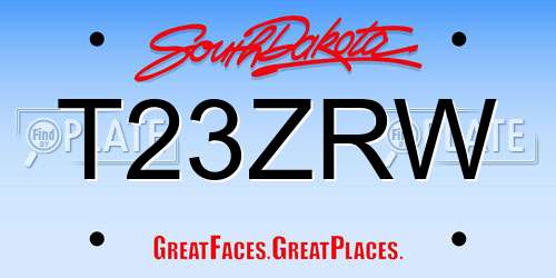 T23ZRW South Dakota License Plate