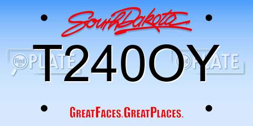 T240OY South Dakota License Plate