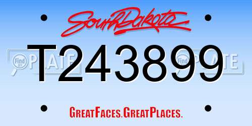 T243899 South Dakota License Plate