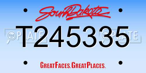 T245335 South Dakota License Plate