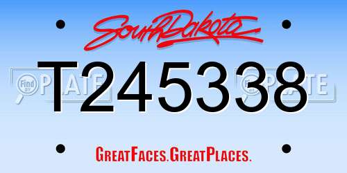 T245338 South Dakota License Plate