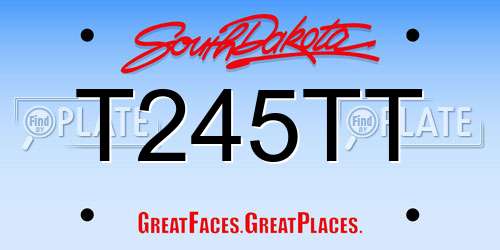 T245TT South Dakota License Plate