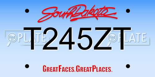 T245ZT South Dakota License Plate