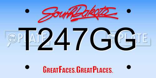 T247GG South Dakota License Plate