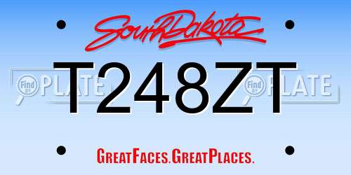 T248ZT South Dakota License Plate
