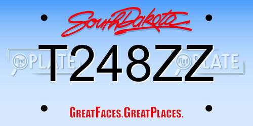 T248ZZ South Dakota License Plate
