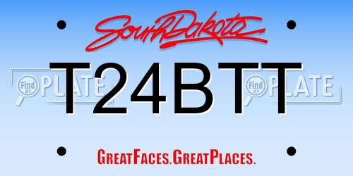 T24BTT South Dakota License Plate
