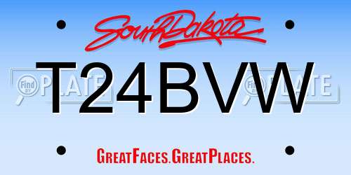 T24BVW South Dakota License Plate