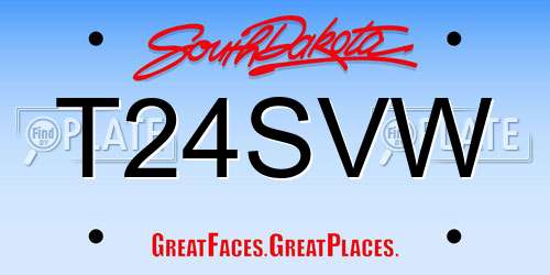 T24SVW South Dakota License Plate
