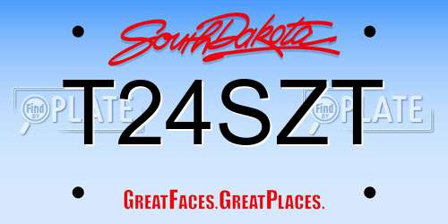 T24SZT South Dakota License Plate