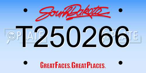 T250266 South Dakota License Plate