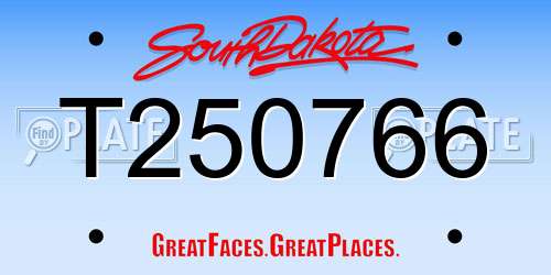 T250766 South Dakota License Plate