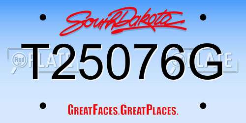 T25076G South Dakota License Plate