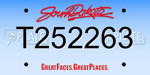T252263 South Dakota License Plate