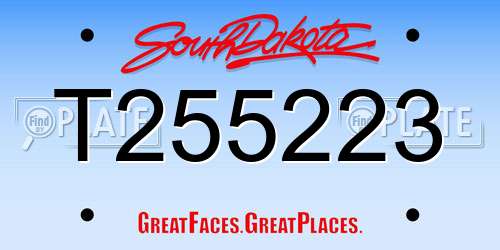 T255223 South Dakota License Plate
