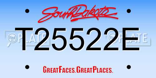 T25522E South Dakota License Plate