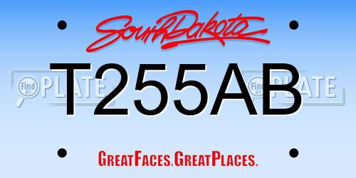 T255AB South Dakota License Plate