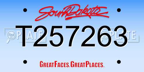 T257263 South Dakota License Plate