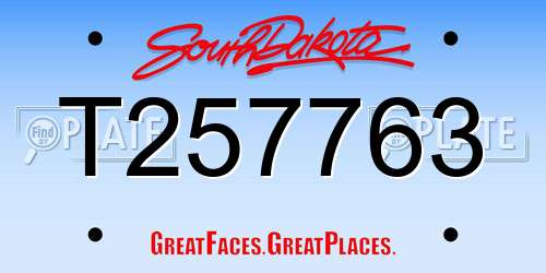 T257763 South Dakota License Plate