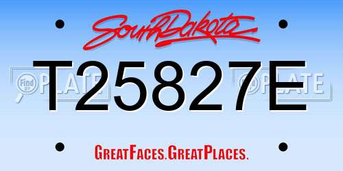 T25827E South Dakota License Plate