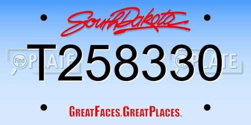T258330 South Dakota License Plate