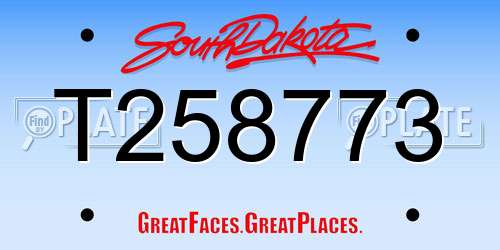 T258773 South Dakota License Plate