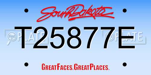 T25877E South Dakota License Plate