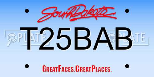 T25BAB South Dakota License Plate