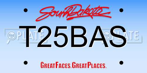 T25BAS South Dakota License Plate