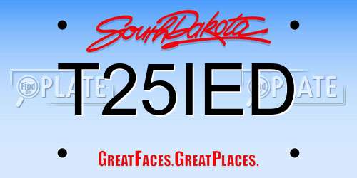 T25IED South Dakota License Plate