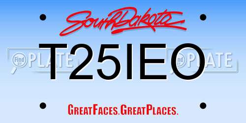 T25IEO South Dakota License Plate