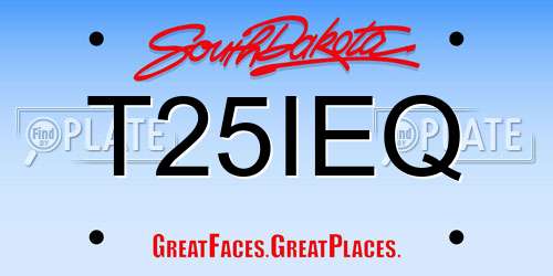 T25IEQ South Dakota License Plate