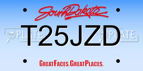 T25JZD South Dakota License Plate