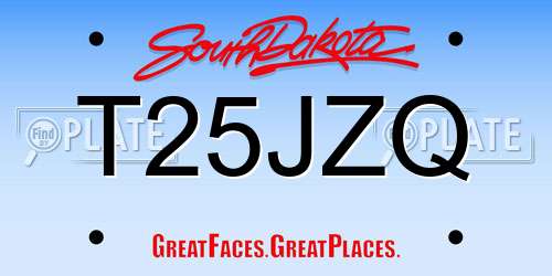 T25JZQ South Dakota License Plate