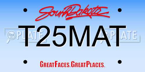 T25MAT South Dakota License Plate