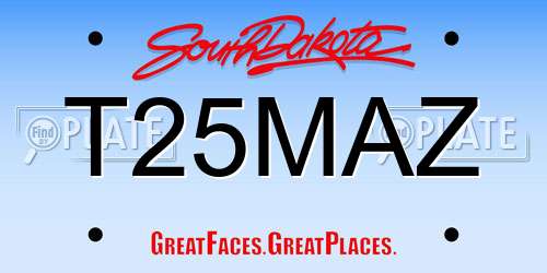 T25MAZ South Dakota License Plate