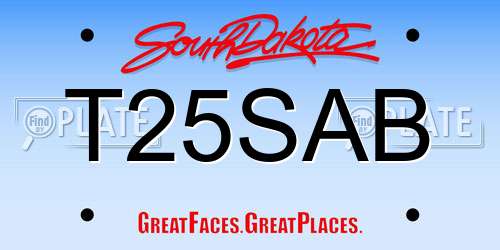 T25SAB South Dakota License Plate
