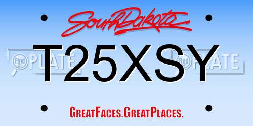 T25XSY South Dakota License Plate