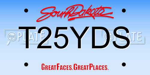 T25YDS South Dakota License Plate