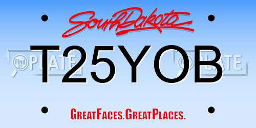 T25YOB South Dakota License Plate