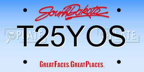T25YOS South Dakota License Plate