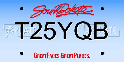 T25YQB South Dakota License Plate