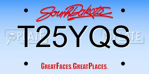 T25YQS South Dakota License Plate