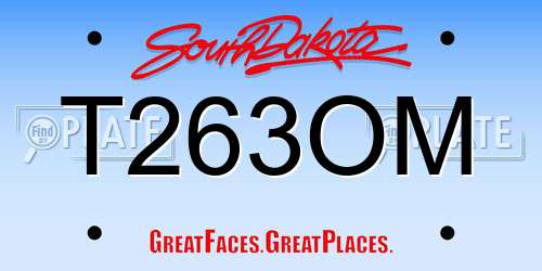T263OM South Dakota License Plate