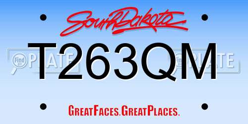 T263QM South Dakota License Plate