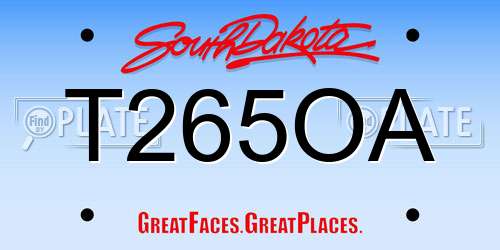 T265OA South Dakota License Plate