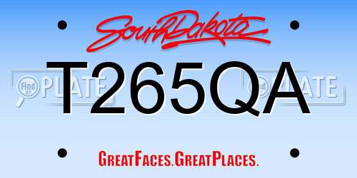 T265QA South Dakota License Plate