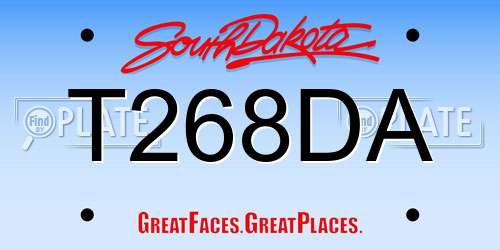 T268DA South Dakota License Plate